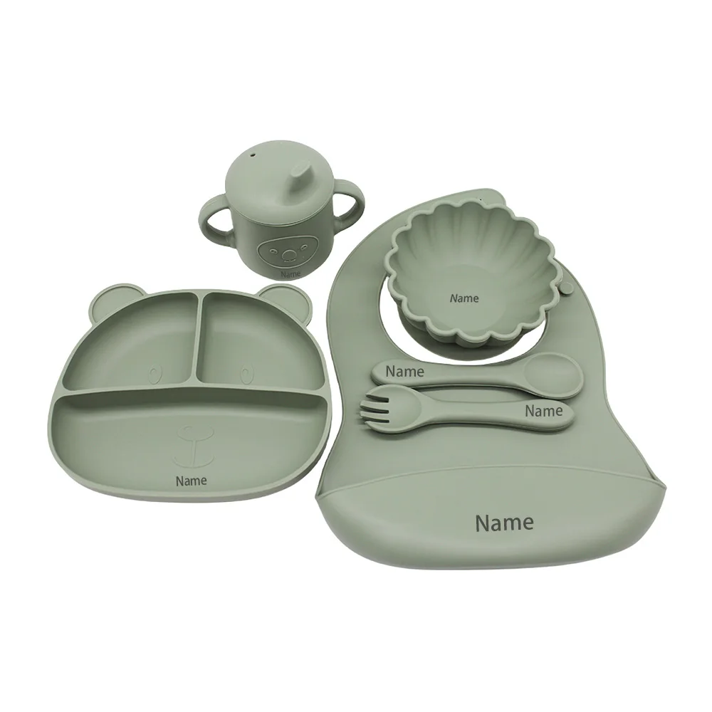 6-Piece Silicone Tableware Set with Free Name Engraving Creative gifts tailored for boys and girls