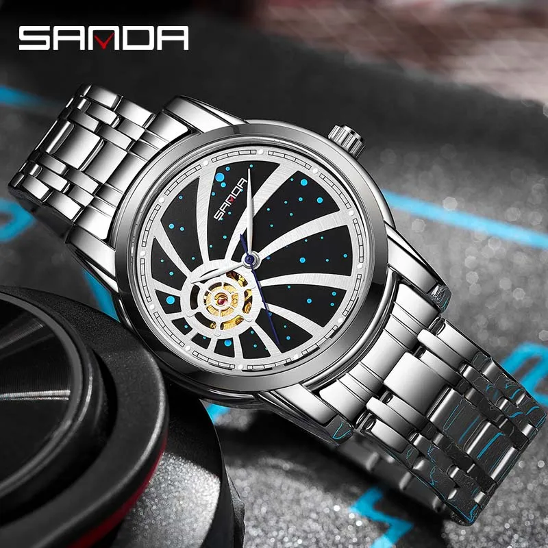 SANDA New Trend Mens Watches Fashion Luminous Waterproof Automatic Mechanical Watch Luxury Personality Relogio Masculino 7004 new high quality men s 100% zinc alloy automatic buckle belt fashion business cowhide belt classic personality trendy jeans belt