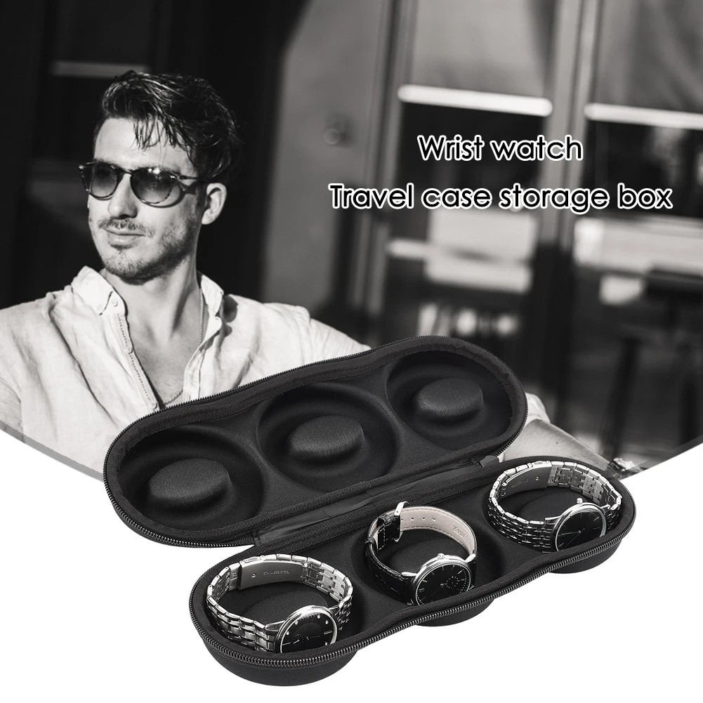 Round Watch Travel Case Portable Watch Box Storage Zipper Smart Travel Case Anti-Pressure Fits All Wristwatches