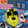 16 Point GPS Bait Boat 3 Hoppers 500M 2KG Load GPS Auto Feed Return Fishing Bait Boat With Fish Finder RC Fishing Finder Boat To 1