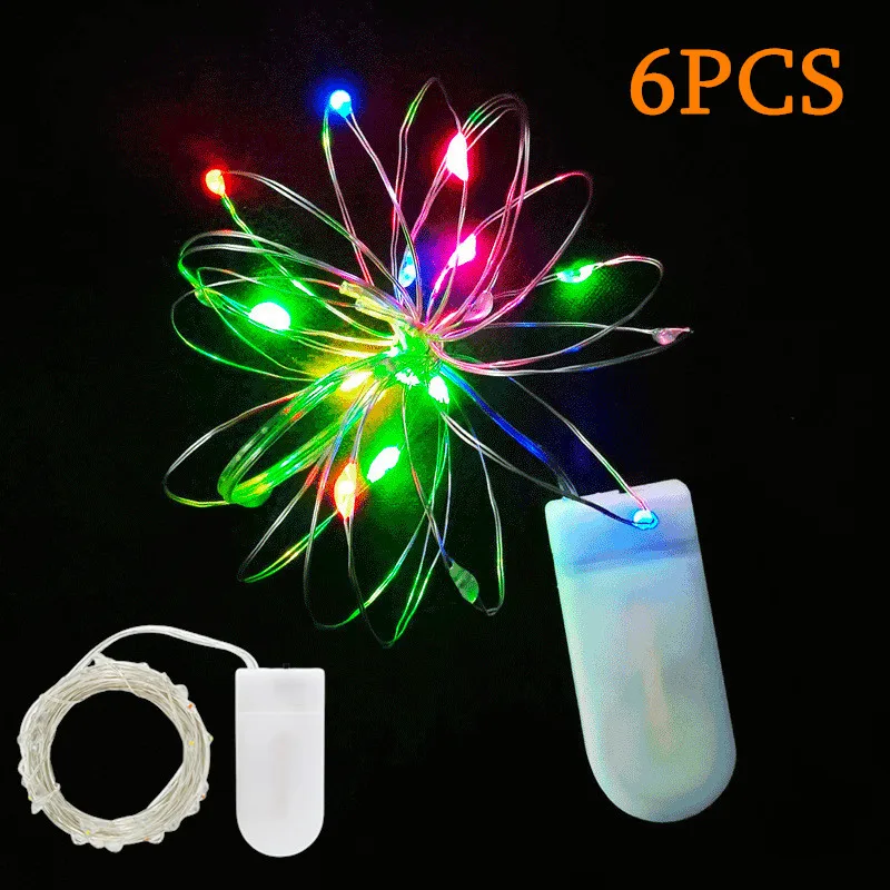 

Wedding Garland Light 6Pcs Battery Operated Christmas LED Fairy Lamp for DIY Party Patio Decor Copper Wire String Lights Outdoor