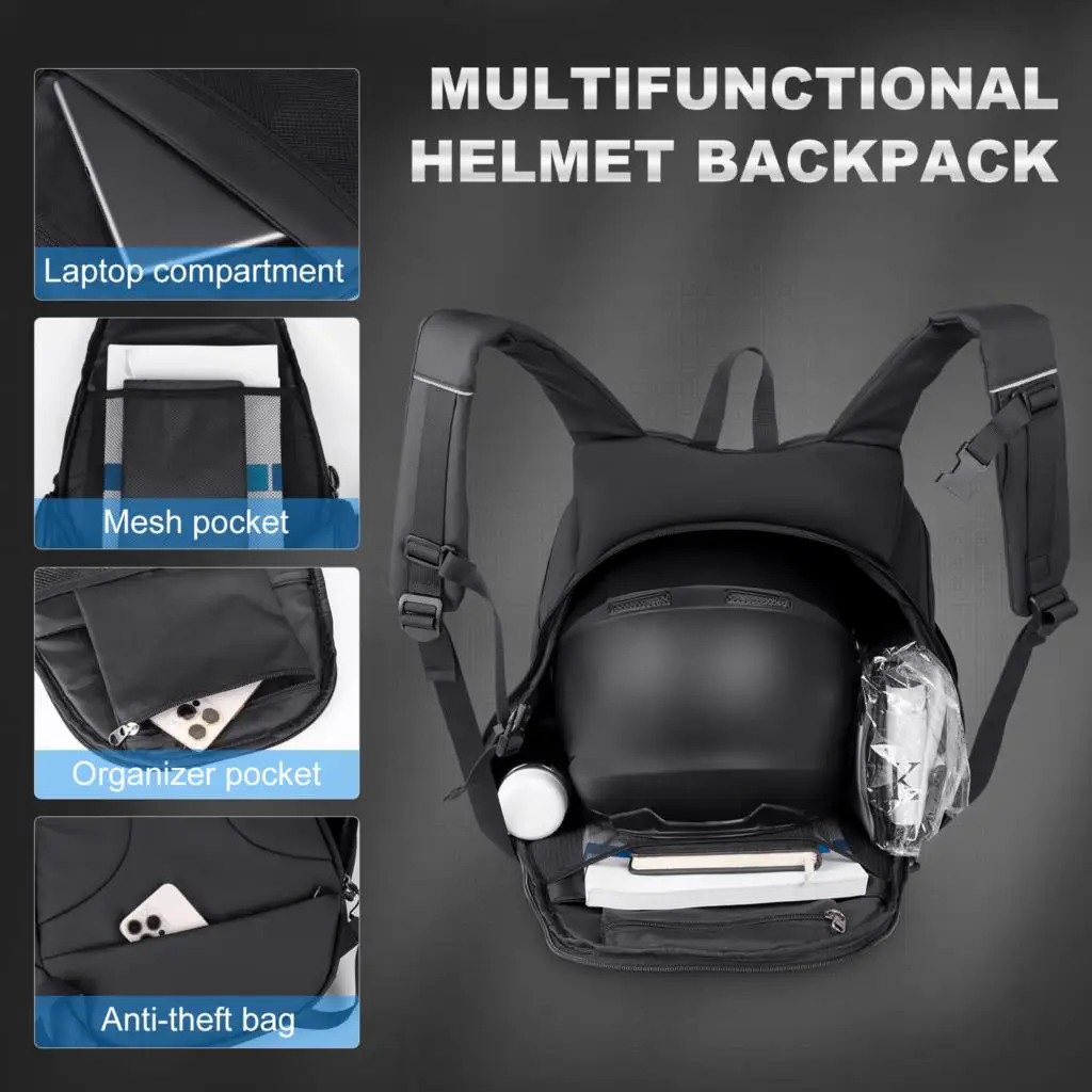 

Riding Motorcycle Waterproof Helmet Backpack Rider Travel Bag Men's Large Capacity 40L-50L Motor Accessories Reflective Strip