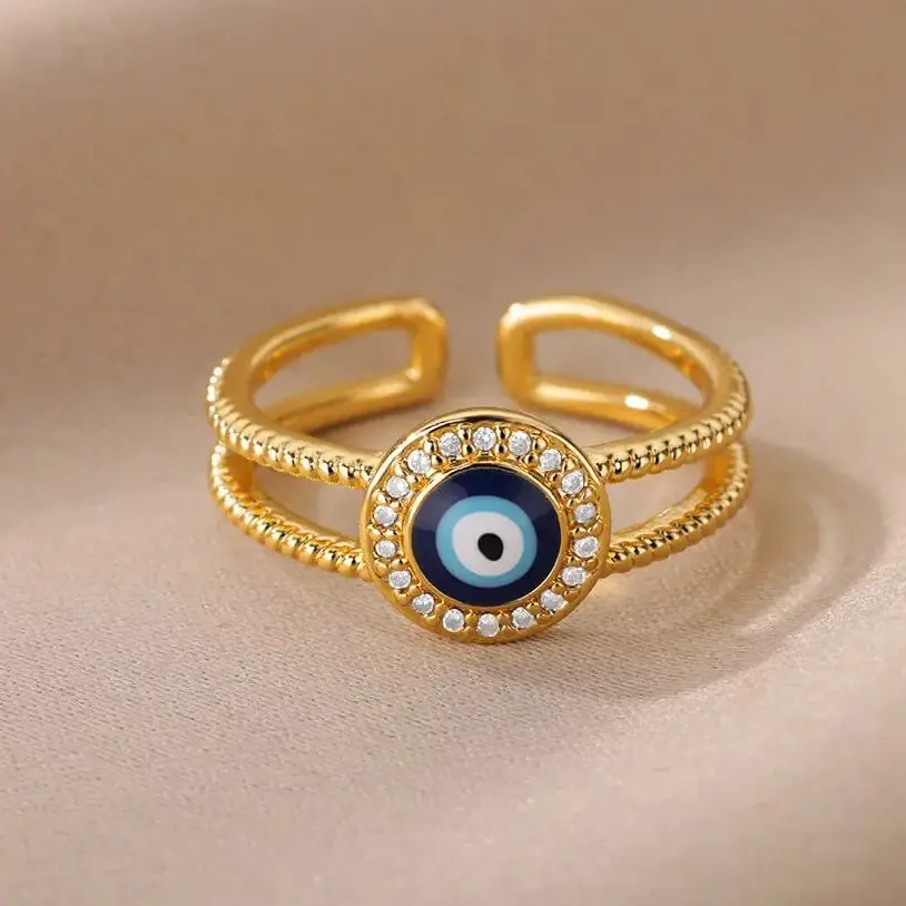 Women Gold Stainless Steel Eye Rings
