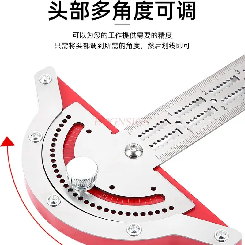 1pcs 스테인레스 스틸 가장자리 눈금자, 목재 작업 각도 눈금자, 다기능 고정밀 각도 눈금자, 각도 측정 장치