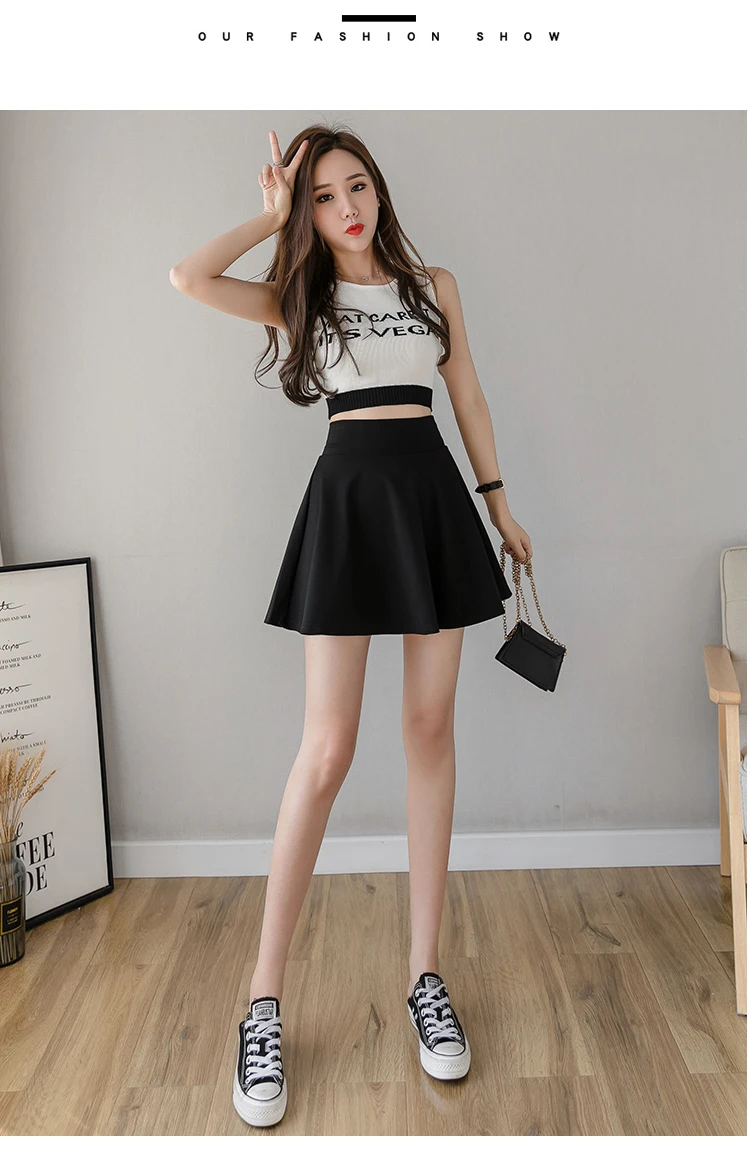 mini skirt shintimes 2020 Summer Mini Skirt Sexy Black School Skirt Women Korean Fashion Skirts Womens High Waist White Ladies Skirts Falda red skirt