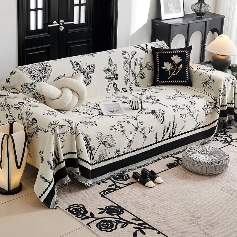 Bohemia Sofa Blanket Chenille Fabric Sofa Covers Four Seasons Universal Tassel Throw Blankets Anti-cat Scratch Towel Protector 2