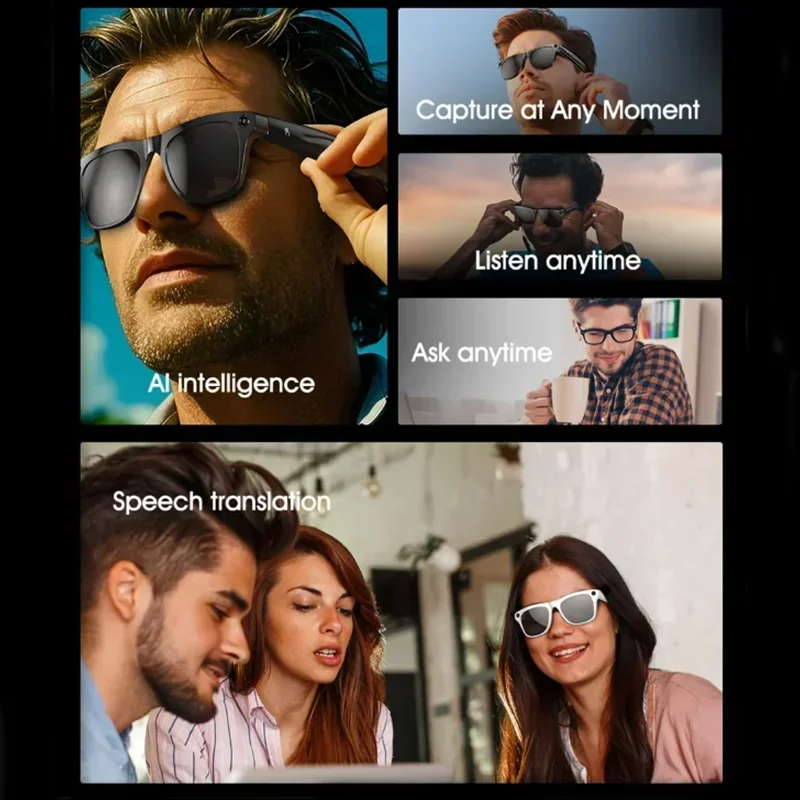 Lenovo 8K AI Smart Glasses Remote Control Touch Photo Camera Recording Translator Voice Assistant Wireless Bluetooth Eyewear