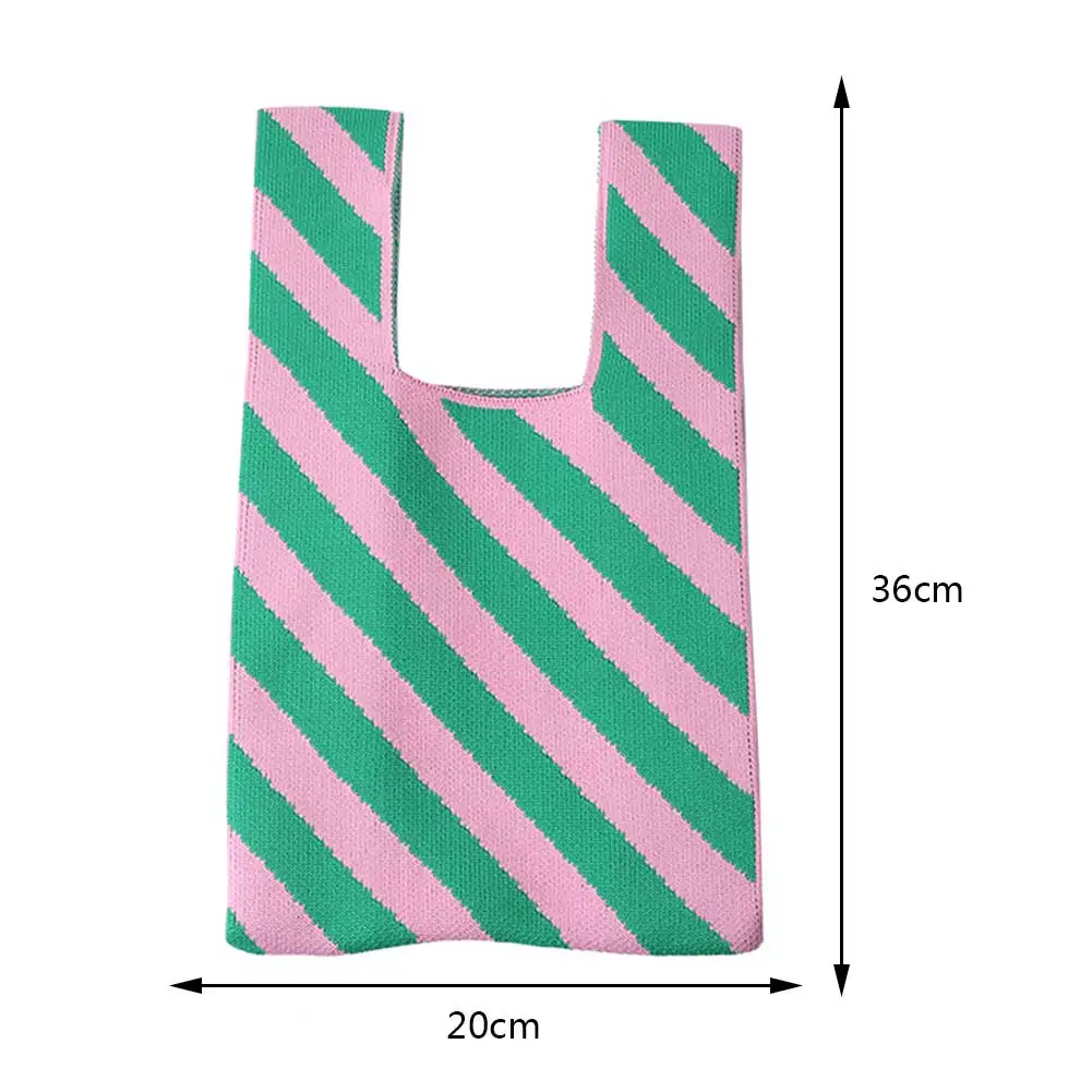 Korean Women Knot Wrist Bag Straw Handle Female Knitted Handbag Mini Knit Tote Bag Purses Ladies Clutch Woven Shopping Bag 2023