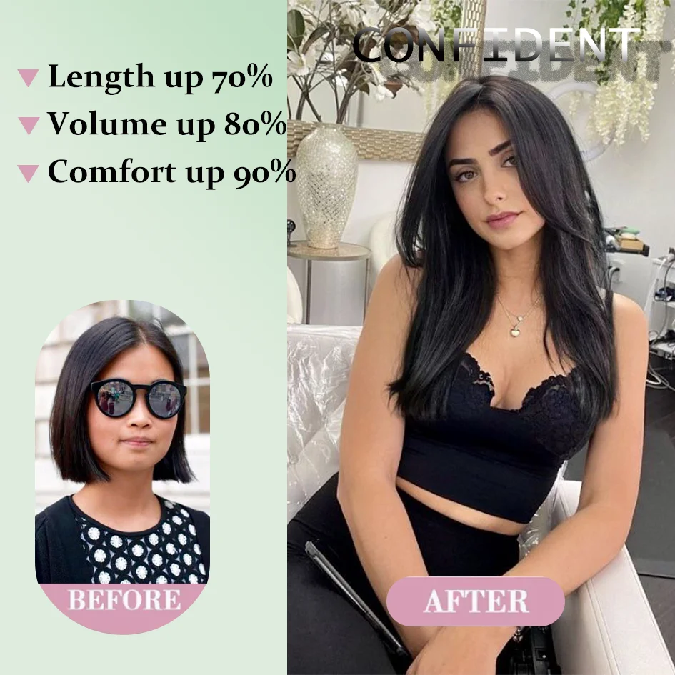 Synthetic 7 pieces/set, 22 inch straight hair extensions, hair clip extensions, clip extensions, Christmas Halloween extensions