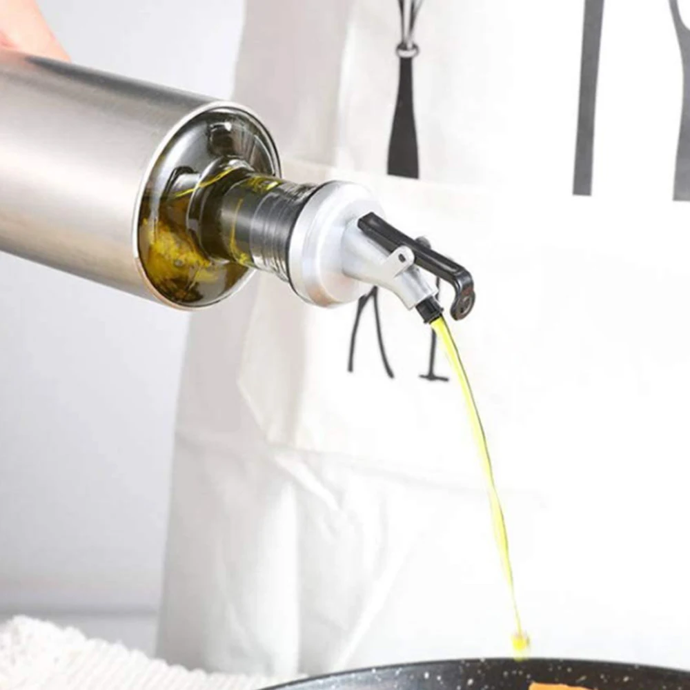 1/5Pcs Olive Oil Pourer Oil Vinegar Bottle Stopper Spout Leak-proof Nozzle Dispenser with Rubber Dust Caps for Kitchen Accessory