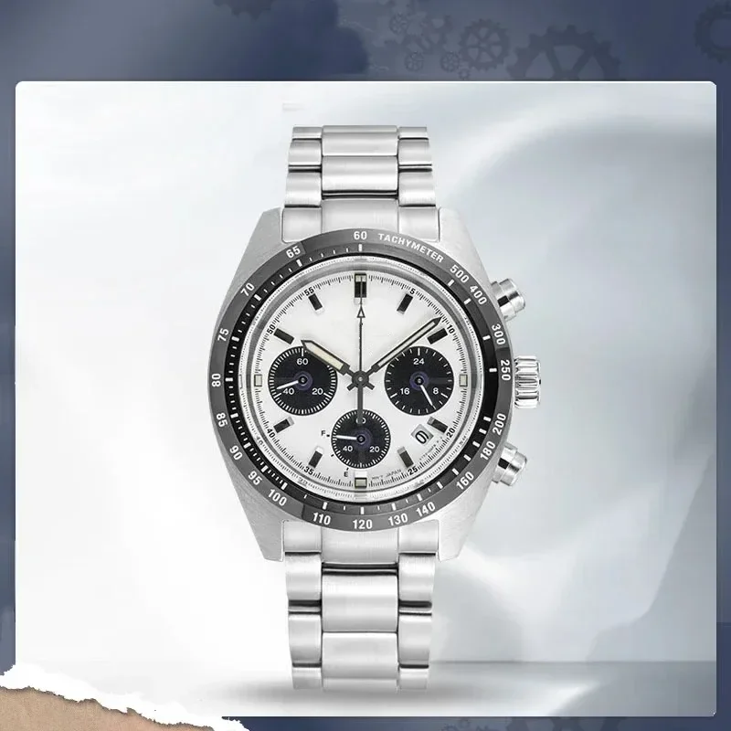 

For Panda Solar Backlit Luxury Men's Watch Quartz Timing Calendar Waterproof Stainless Steel Men's Watch SSC813P1