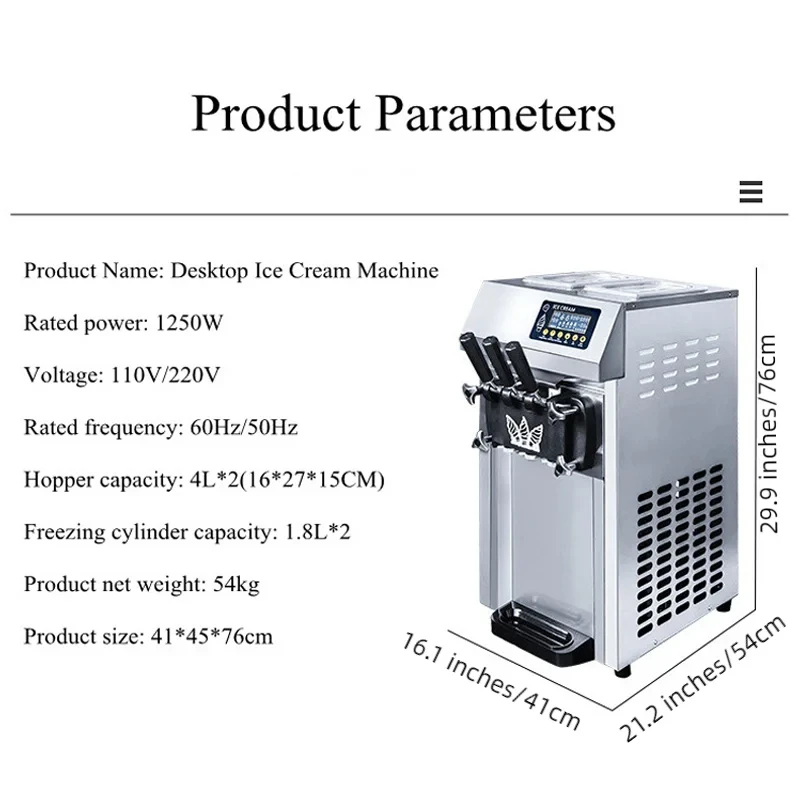 High quality Commercial Soft Ice Cream Machine With Stainless Steel Ice Cream Makers fast shipping 2