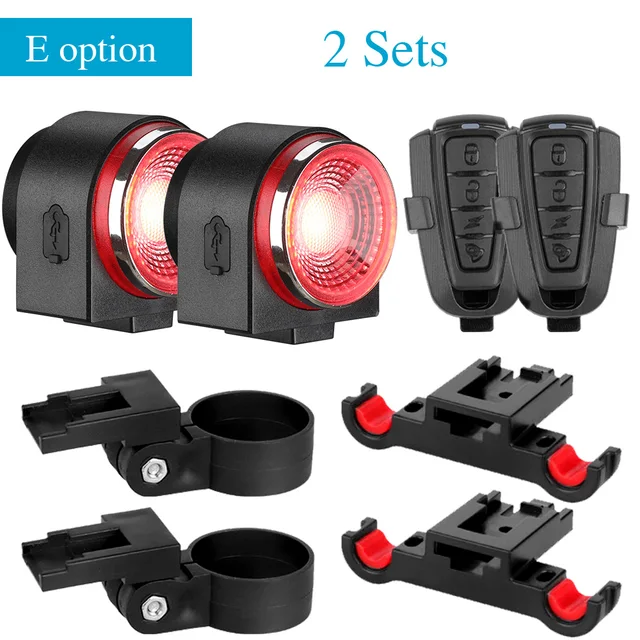 Awapow Anti Theft Bicycle Tail Light Alarm USB Rechargeable Super Bright Bike Light IP65 Waterproof LED Taillight Bicycle Lamp E