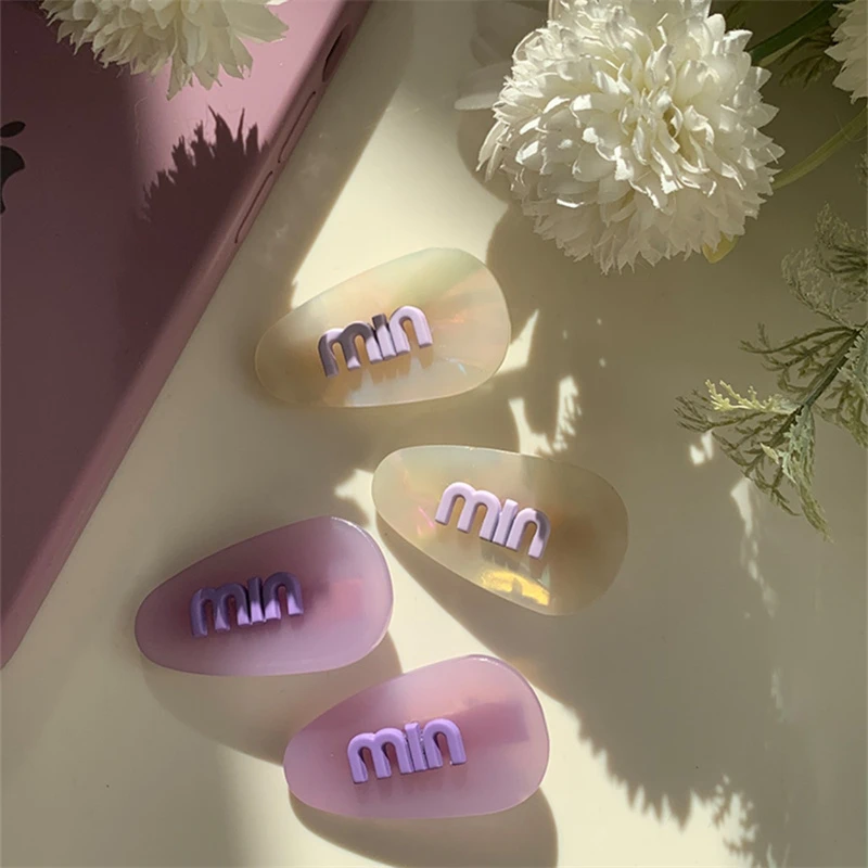 Purple Water Drops Acrylic Hairpin Bangs Clip Cute Girl Duckbill Clip