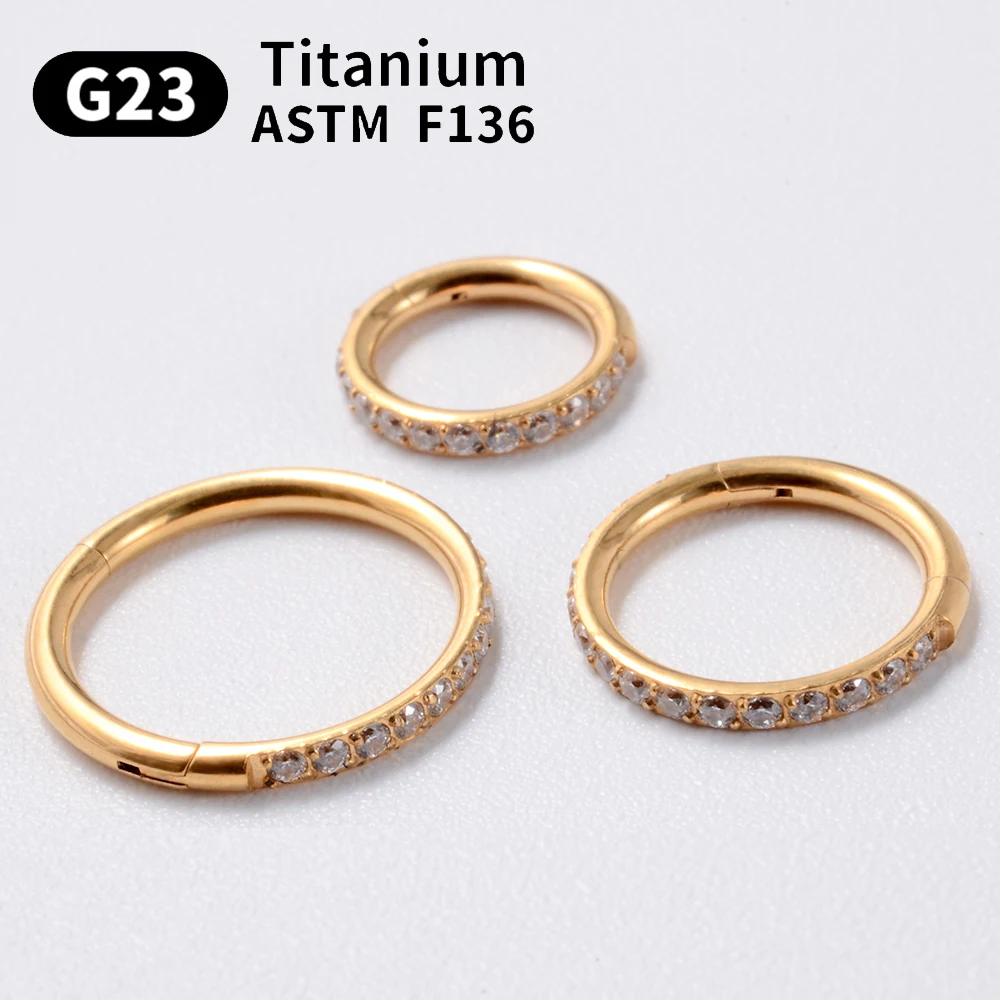 G23 Titanium Nose Ring 1 / 10Pcs nose rings piercing jewelry body piercing earrings body piercing jewelry body jewelry For Women Small Nasal Septum Cartilage Hoop Earring Piercing 16 Grams Front Lnlaid CZ Hinge