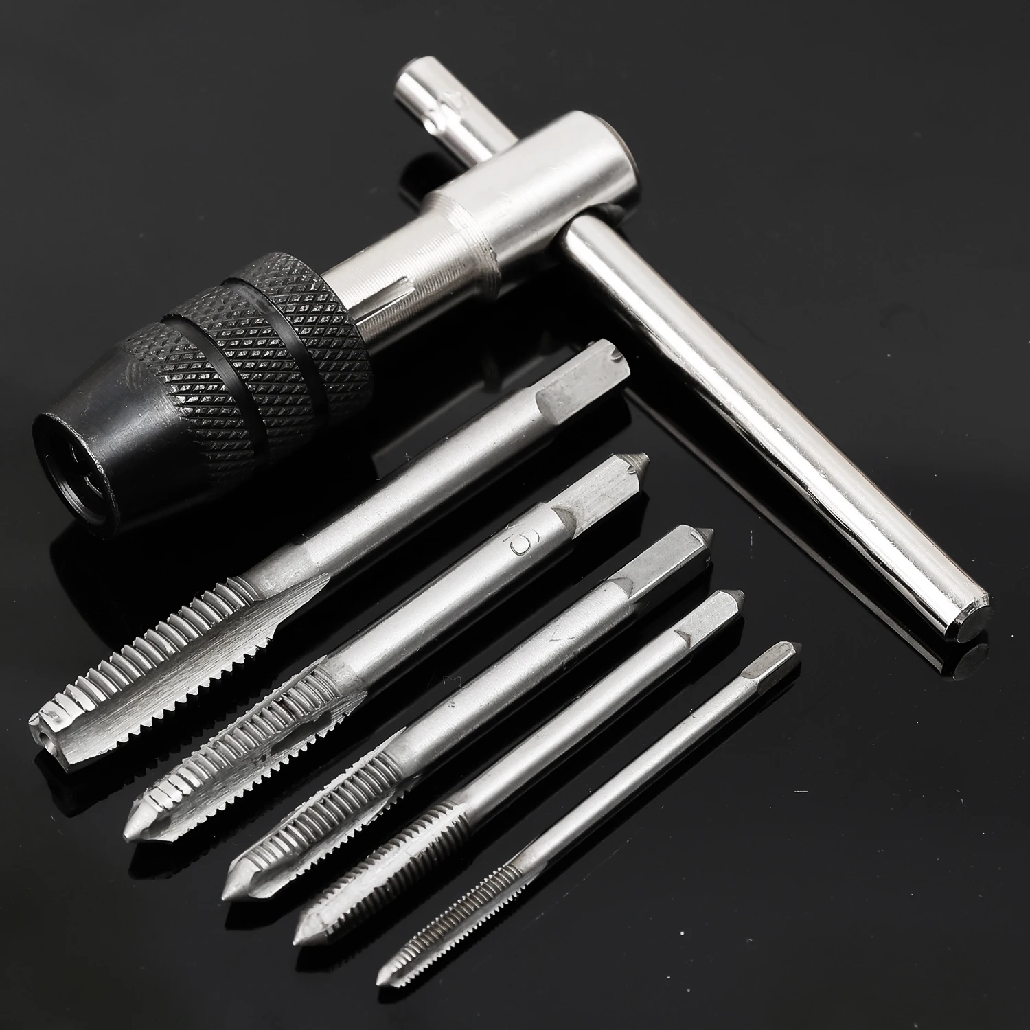 T형 라쳇 탭 렌치 나사 탭핑 드라이버 공구 세트 핸드 렌치 메트릭 스크류 플러그 금속 플라스틱 목재 드릴 비트용