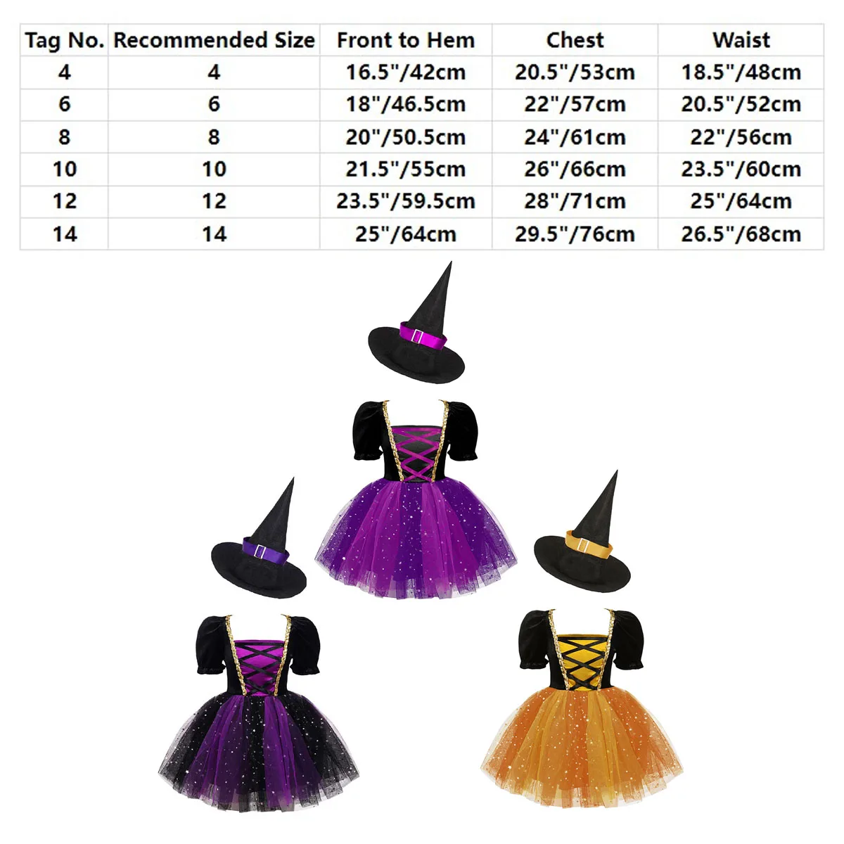 Hexenkostüm Für Mädchen - Komplettset Mit Kleid & Spitzhut Für Halloween