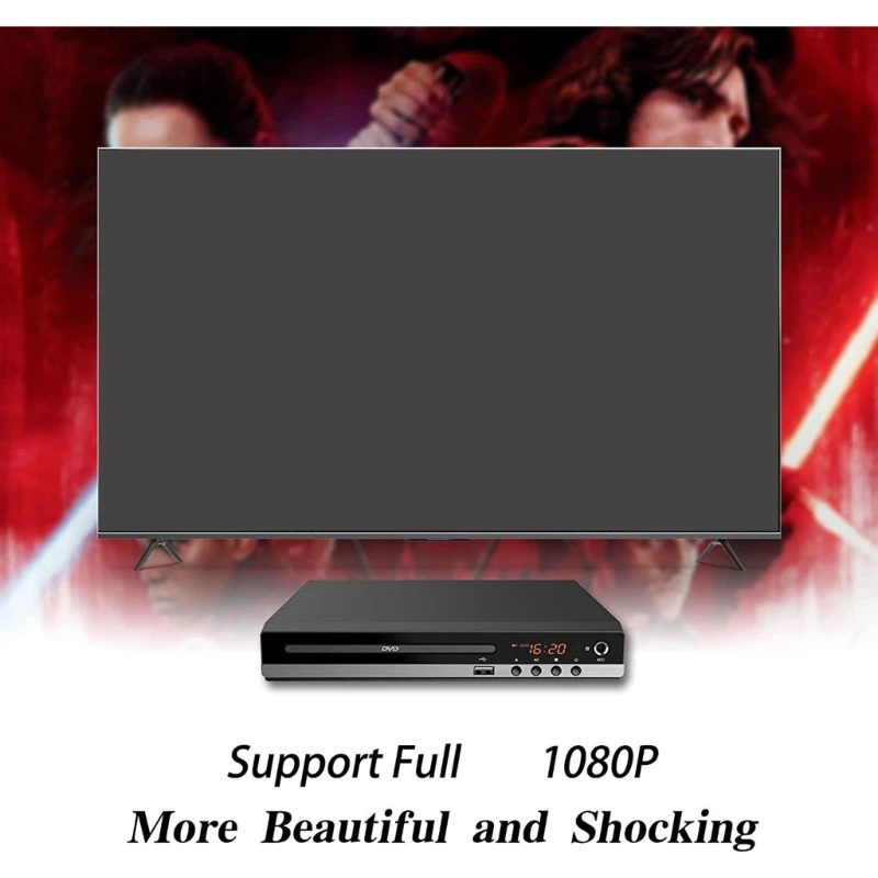Dvd player High-defination 1080P Home DVD Player Box TV All Region Free DVD CD-Discs Player AV-Output Built-in MIC-port 55KC