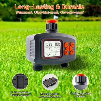 T03C!2-Way Water Timer LCD Display Timer Waterproof IP65 Home Garden Irrigation Rainfall Timer Automatic Controller System 1