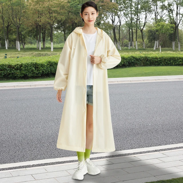 Adult Long Raincoat Reusable Waterproof Rain Coat Windproof EVA Rain Coat Drawstring for Outdoor Travel Emergency 2