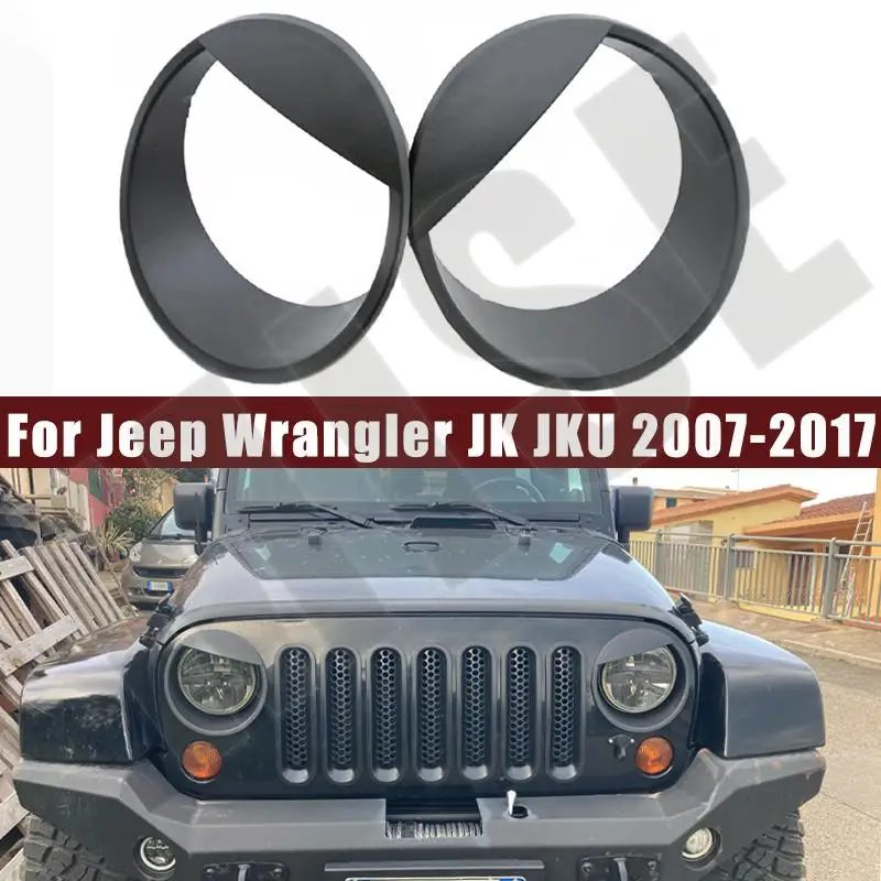 Front Headlight Bezels Trim Cover For Jeep Wrangler JK JKU 2007 -