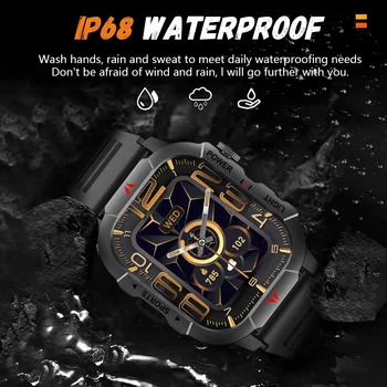 LAXASFIT 2025 New Men Smart Watch LED Flashlight BT Call 100+ Sports Modes Health Monitoring IP68 Waterproof Outdoor Smart Watch 5