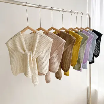 Sciarpa coreana per il tempo libero versatile lavorata a maglia, aria condizionata estiva, colletto finto, collo, mantella, spalla, sciarpa in tinta unita per le donne 1
