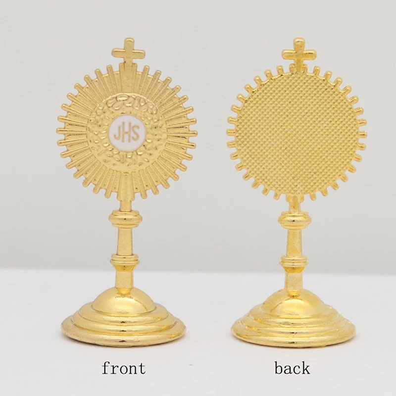 1pc Catholic Christian Communion Statue Gold Jesus Hominum Salvator Home Office Table Decoration Cross Figurine Religion Gift christian statue home decor items