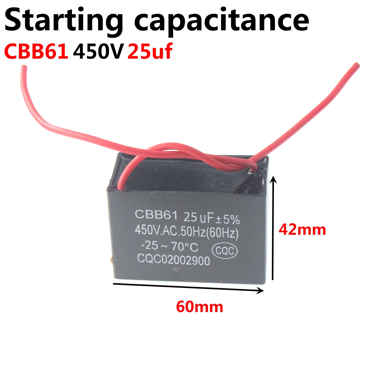 CBB61 450V Fan Start Capacitor 5PCS 1uF 1.2uF 1.5uF 2.0uF 2.5uF 3.0uF 3.5uF 4.0uF 4.5uF 5.0uF 6.0uF 7.0uF 8.0uF 10uF 16uF 20uF fan capacitor cbb capacitor