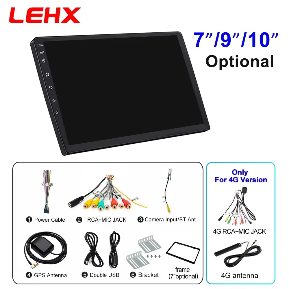 LEHX Universal 7/9/10 pulgadas inalámbrico Carplay 2din Android 15 Radio de coche reproductor de vídeo Multimedia AutoRadio navegación GPS 4G WiFi 6