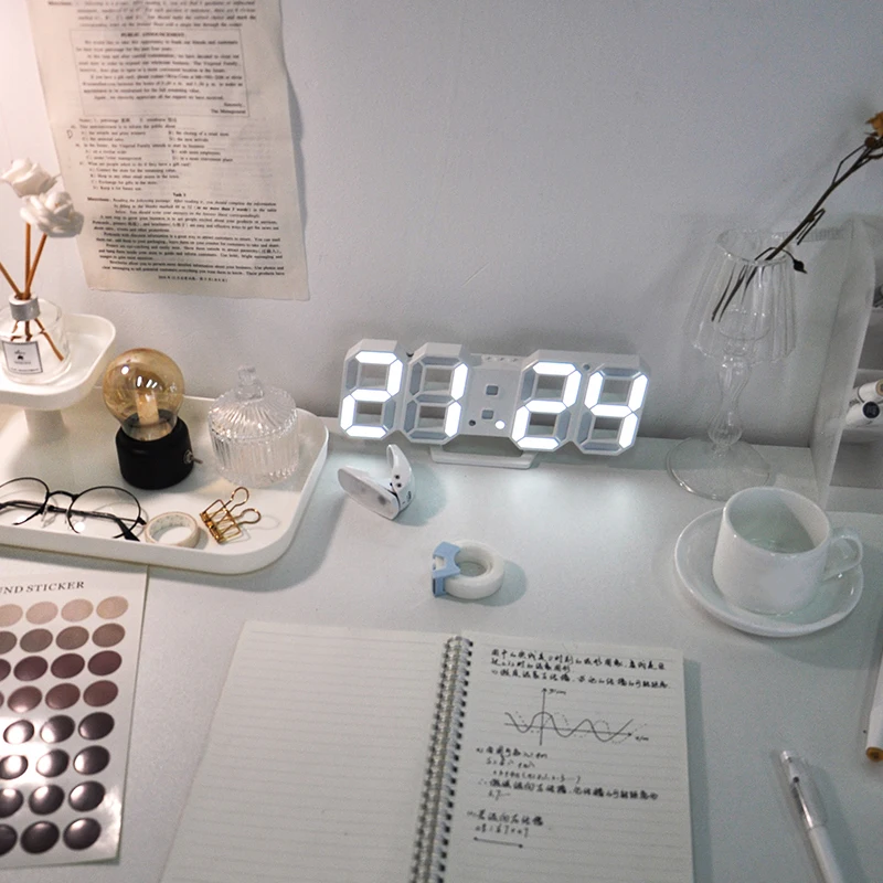 Chytrá 3d digitální alarm hodiny zeď hodiny domácí dekorace LED digitální psací stůl hodiny s teplota datle čas severská velký stůl hodiny