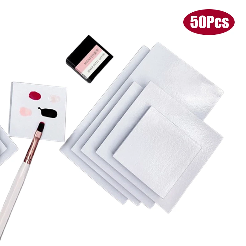 Nail Gel Palette Painting Tool Waterproof Nail Polish Color Mixing Tray Disposable Tearable Color Tinting Paper Glue Book 50Pcs