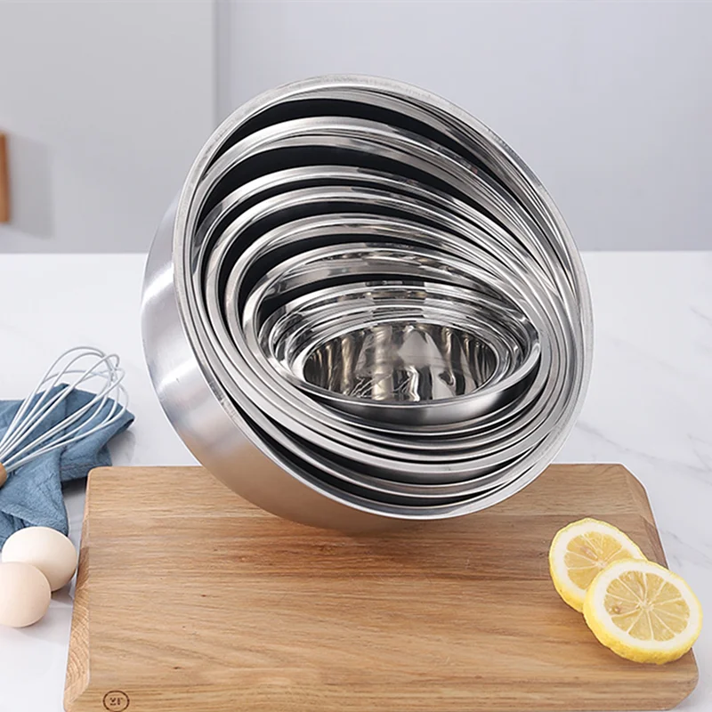

18-26cm Stainless Steel High Capacity Flour Egg Mixing Bowls Thickening Salad Bowl Baking Soup Container Kitchen Utensils