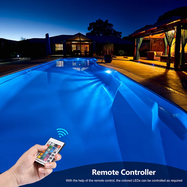 Kingwei lampe piscine led ，RGBW 38W lumiere piscine sous l'eau Etanche  IP68，projecteur piscine avec Télécommande ampoule piscine 12V DC/AC :  : Jardin