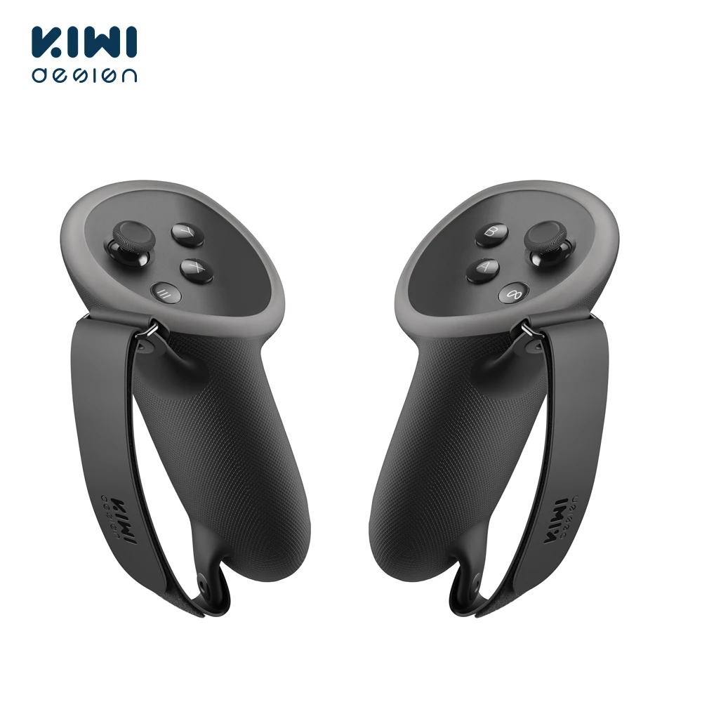 KIWI 디자인 너클 컨트롤러 그립, 조절식 핸드 스트랩이 있는 던짐 방지 핸들 슬리브, 퀘스트 3 그립 커버와 호환