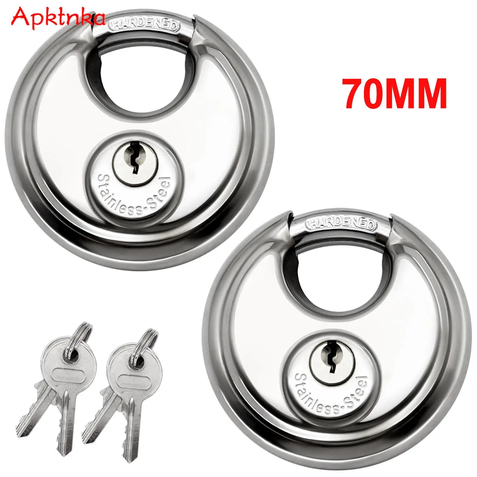 2Pcs 70Mm Great Discus Lock Lucchetto Rotondo Leggero Riutilizzabile Antifurto Heavy Duty Trailer Caravan Round Disc Lock Serrature Per Porte