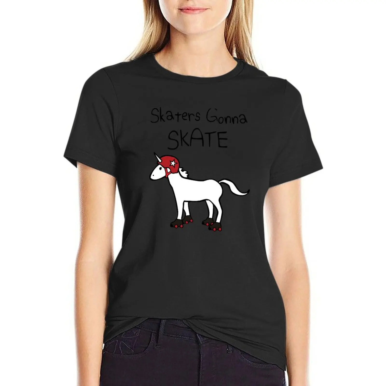 

Skaters Gonna Skate (Unicorn Roller Derby) T-Shirt summer clothes Aesthetic clothing t shirt for Women