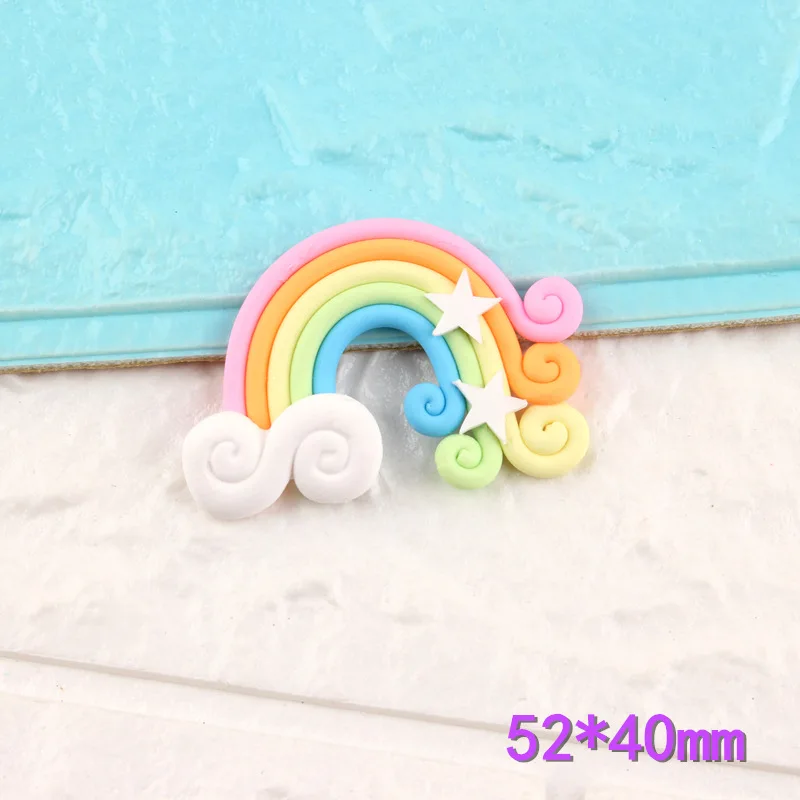 6pcs Kawaii Spiral Rainbow Candy Polymer Clay Cabochons Flatback For DIY Phone Decoration