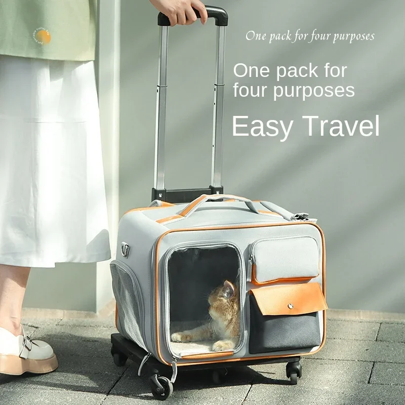 Pet Trolley Cat Bag Portable Suitcase Cat Suitcase Trolley Travel Backpack Carrier Pet Products
