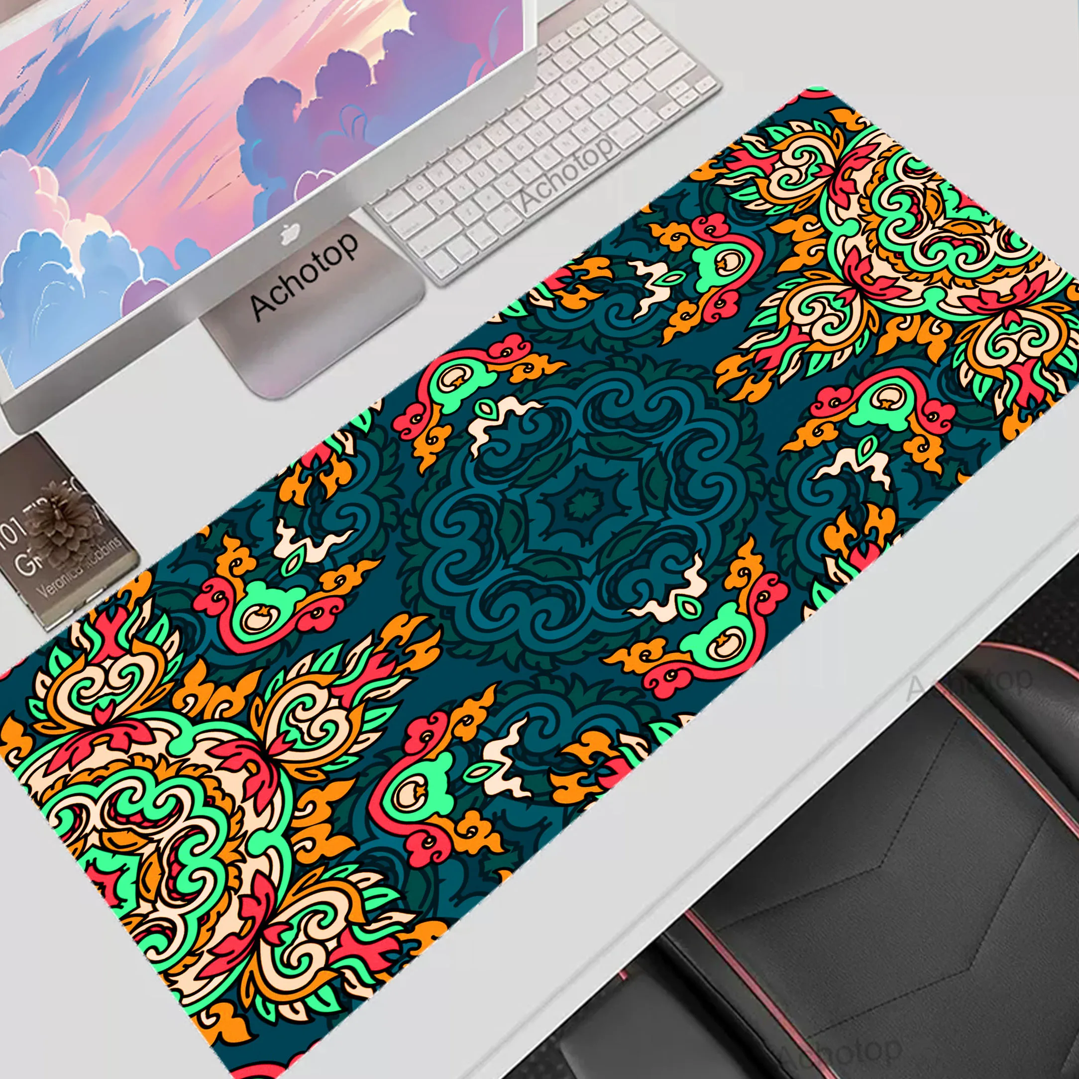 

Persian Carpet Mouse Pad Large Gaming Mouse Mat XXL 90x40 Computer Gamer Deskmat Locking Edge Mousepad Office Rubber Mousemat