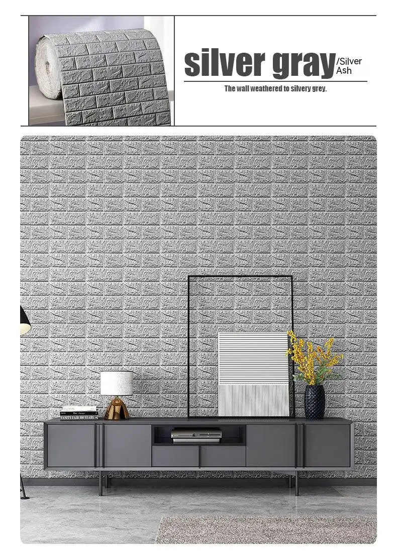 3/5/10Mx70cm Brick Foam Panels 3D Wall Stickers Self-adhesive DIY Embossed Stone Wallpaper Home Decor Living Room Kitchen Decor