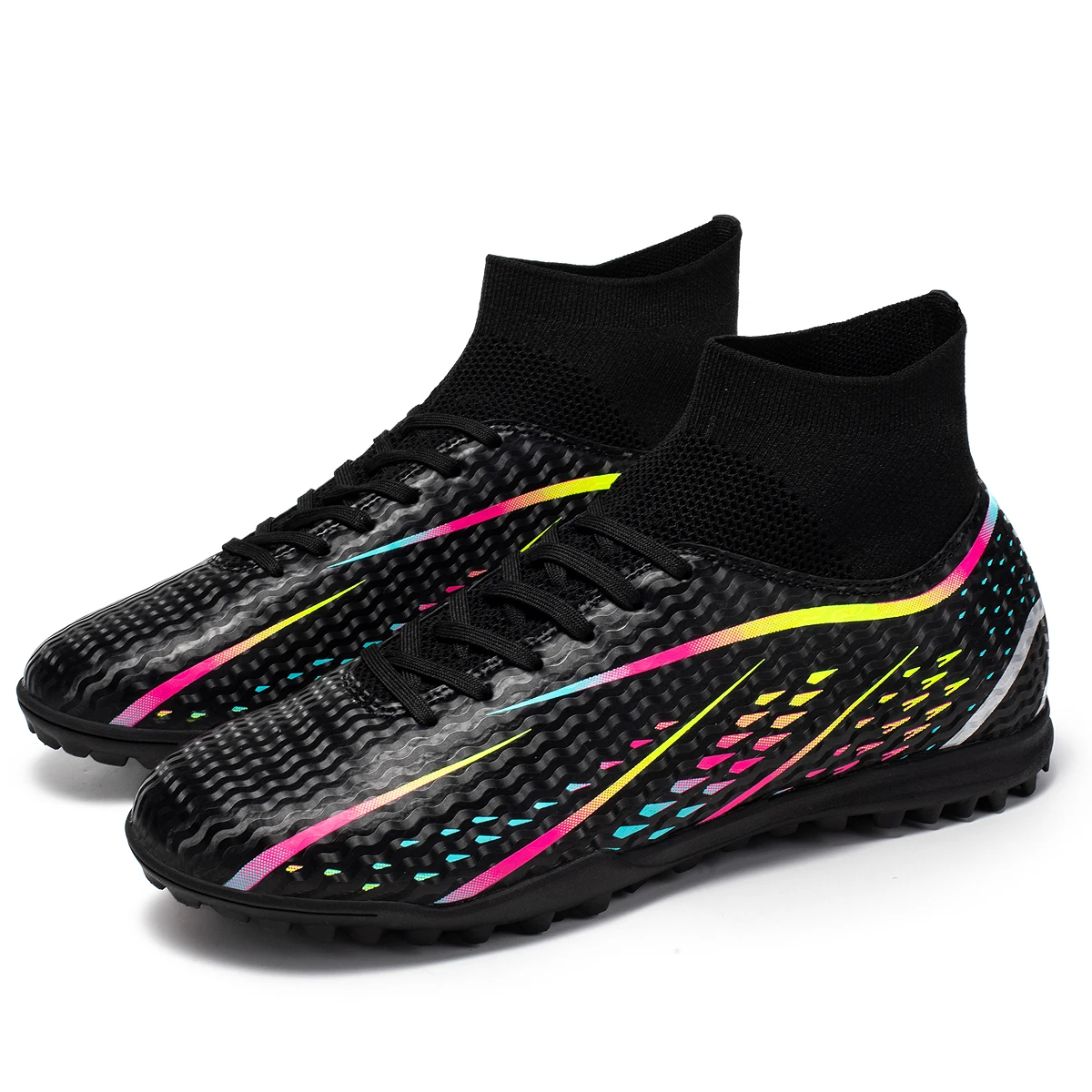 New Professional Football Shoes TF Broken Nail Teenagers High-Tops Wear Resisting Training Shoes Adult Non Slip Soccer