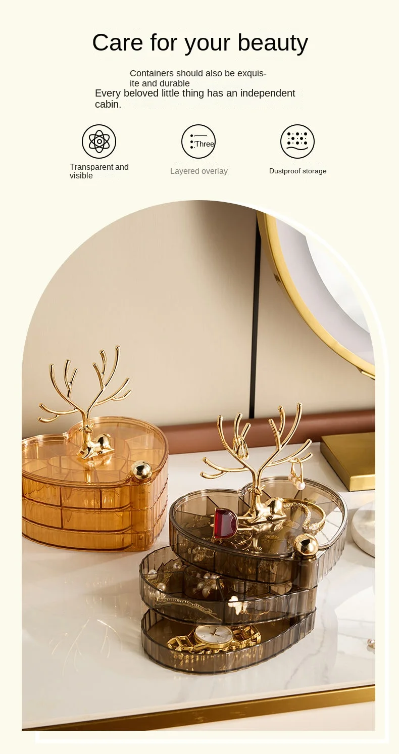 3 Layers Jewelry Storage Box Luxury Jewelry Organizer Plastic Large Capacity Earrings Rings Necklace Jewelry Organizer