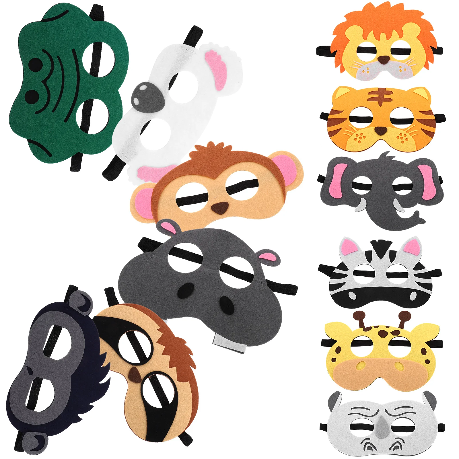 12 Pcs Halloween Children's Felt Mask Small Animal Cartoon Animation Literary Makeup Eye (animal/set) Cute Funny Masks