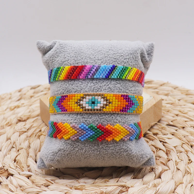 ZHONGVI Bohemian Woven Miyuki Beaded Bracelets For Women Trend Geometric Heart Love Chain Adjustable Jewelry Party Gifts New