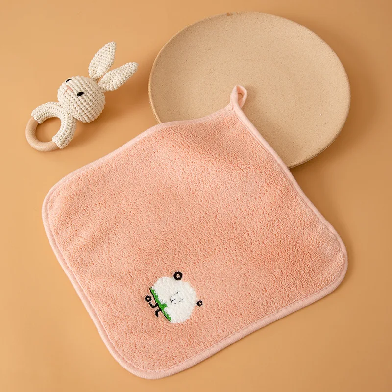 Cute Bath Towel Soft Coral Velvet Face Hand Towel Kid Adult Bathroom Shower Wipe Washcloth Children Handkerchief Absorbent