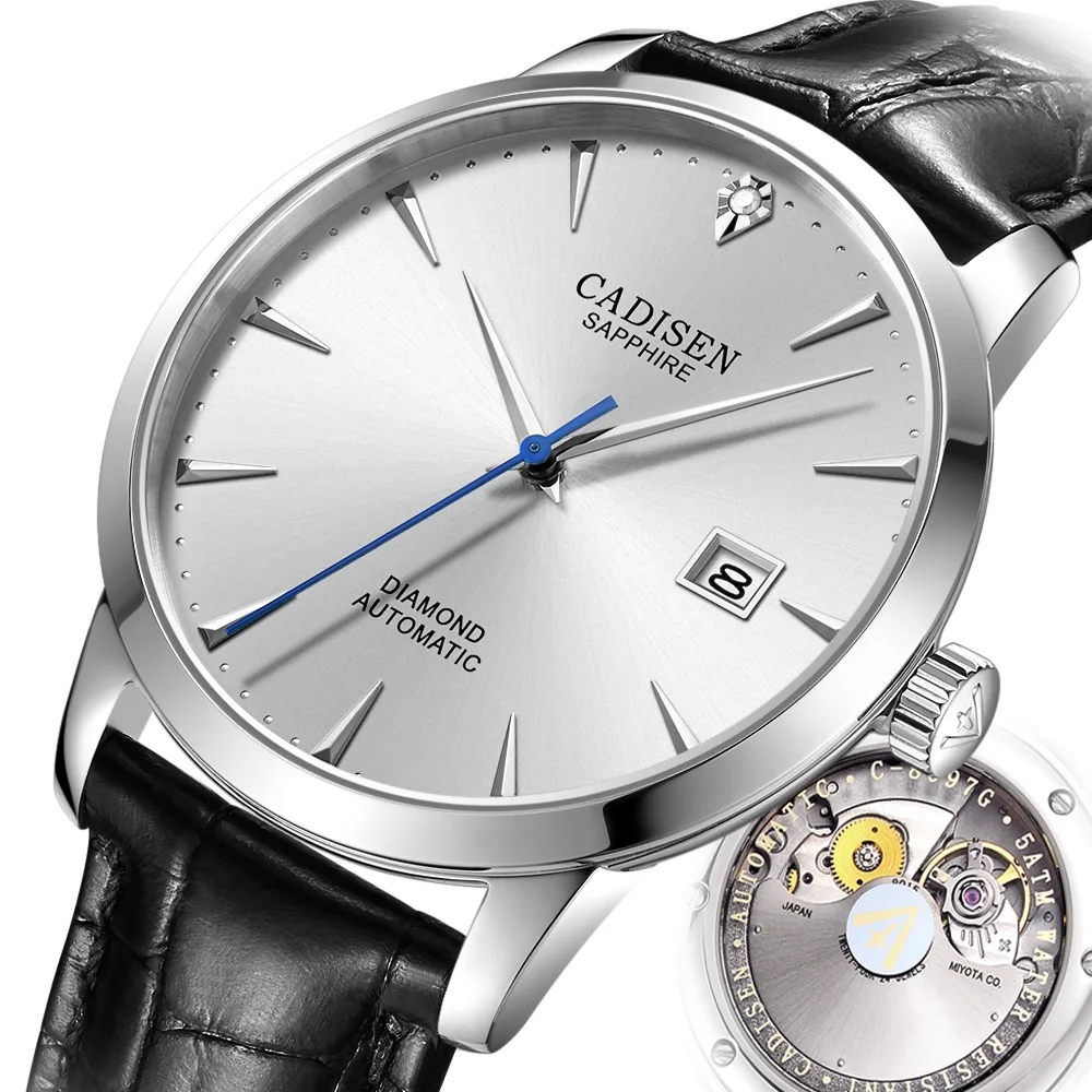 CADISEN Herrenuhren, automatische mechanische Armbanduhr, MIYOTA