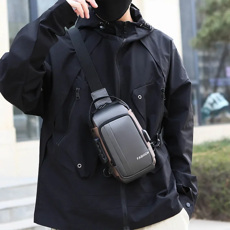 Small Version Men's Waist Packs Chest Bag Lightweight Men's Small Fanny Bag Anti-theft Password Lock Design Men's Shoulder Bag