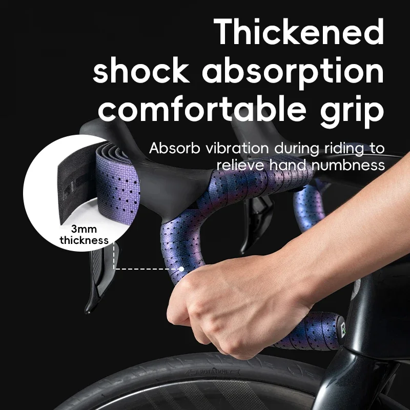 ROCKBROS Bicycle Handlebar Tape Road Bike PU EVA Anti-slip Lightweight Bicycle Bar Tape Bike Accessories 2 Bar Plug bike handlebar tape
