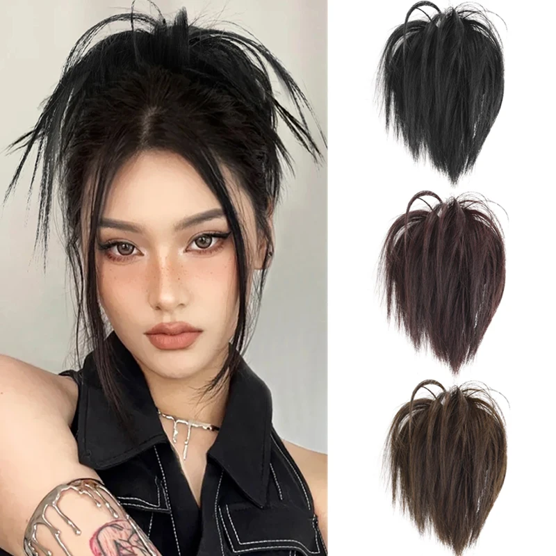 New Concubine Synthetic Bun Hair Extensions For Women Messy Accessories Fake Hair Natural Black Rubber Band Fixing